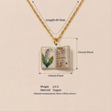 Vintage-style book necklace with May birthday flowers, a luxurious gold-plated bronze exquisite floral pendant gift