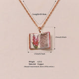 Vintage-style book necklace with August birthday flowers, a luxurious gold-plated bronze exquisite floral pendant gift - Side View