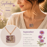 Vintage-style book necklace with September birthday flowers, a luxurious gold-plated bronze exquisite floral pendant gift