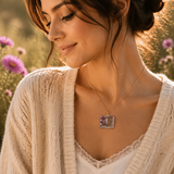 Vintage-style book necklace with September birthday flowers, a luxurious gold-plated bronze exquisite floral pendant gift - Front View