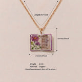 Vintage-style book necklace with September birthday flowers, a luxurious gold-plated bronze exquisite floral pendant gift
