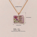 Vintage-style book necklace with September birthday flowers, a luxurious gold-plated bronze exquisite floral pendant gift
