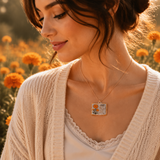 Vintage-style book necklace with October birthday flowers, a luxurious gold-plated bronze exquisite floral pendant gift - Front View
