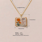 Vintage-style book necklace with October birthday flowers, a luxurious gold-plated bronze exquisite floral pendant gift