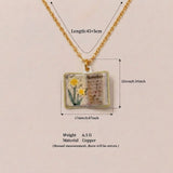 Vintage-style book necklace with November birthday flowers, a luxurious gold-plated bronze exquisite floral pendant gift