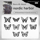 Black Butterfly Holographic Cake Stickers PET Seashell Gloss Butterfly Cake Decorations DIY Dessert Toppers Party Supplies 20pcs x 2 Packs