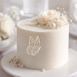 White Butterfly Holographic Cake Stickers PET Seashell Gloss Butterfly Cake Decorations DIY Dessert Toppers Party Supplies 20pcs x 2 Packs - Front View