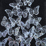 White Butterfly Holographic Cake Stickers PET Seashell Gloss Butterfly Cake Decorations DIY Dessert Toppers Party Supplies 20pcs x 2 Packs