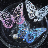 Color Butterfly Holographic Cake Stickers PET Seashell Gloss Butterfly Cake Decorations DIY Dessert Toppers Party Supplies 20pcs x 2 Packs - Side View