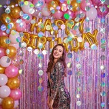 Iridescent Circle Garland 2 Pack 3m Each Holographic Hanging Party Decoration Circular Bunting Streamer Birthday Wedding Event Decor Lightweight Easy Setup - Front View