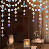 Iridescent Circle Garland 2 Pack 3m Each Holographic Hanging Party Decoration Circular Bunting Streamer Birthday Wedding Event Decor Lightweight Easy Setup - Top-Down View