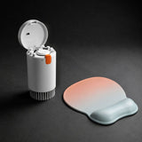 Gradient Cyan-Orange silicone wrist rest with 20-in-1 electronics cleaning kit - portable multi-functional brush set, ergonomic mouse pad, suitable for office and travel. - Front View