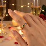 Adjustable Birthstone(February) Open Ring Set 18K Gold Plated Stainless Steel Minimalist Dainty Stackable Gemstone Rings Personalized Jewelry Gift Box Included Everyday Wear Gift - Side View
