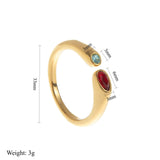 Adjustable Birthstone(February) Open Ring Set 18K Gold Plated Stainless Steel Minimalist Dainty Stackable Gemstone Rings Personalized Jewelry Gift Box Included Everyday Wear Gift - 45-Degree Angle