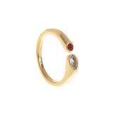 Adjustable Birthstone(June) Open Ring Set 18K Gold Plated Stainless Steel Minimalist Dainty Stackable Gemstone Rings Personalized Jewelry Gift Box Included Everyday Wear Gift - Front View