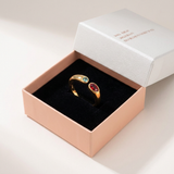 Adjustable Birthstone(June) Open Ring Set 18K Gold Plated Stainless Steel Minimalist Dainty Stackable Gemstone Rings Personalized Jewelry Gift Box Included Everyday Wear Gift - Side View