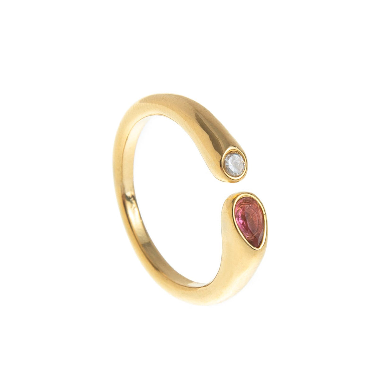 Adjustable Birthstone(July) Open Ring Set 18K Gold Plated Stainless Steel Minimalist Dainty Stackable Gemstone Rings Personalized Jewelry Gift Box Included Everyday Wear Gift
