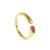 Adjustable Birthstone(July) Open Ring Set 18K Gold Plated Stainless Steel Minimalist Dainty Stackable Gemstone Rings Personalized Jewelry Gift Box Included Everyday Wear Gift - Side View