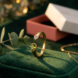 Adjustable Birthstone(August) Open Ring Set 18K Gold Plated Stainless Steel Minimalist Dainty Stackable Gemstone Rings Personalized Jewelry Gift Box Included Everyday Wear Gift - Side View
