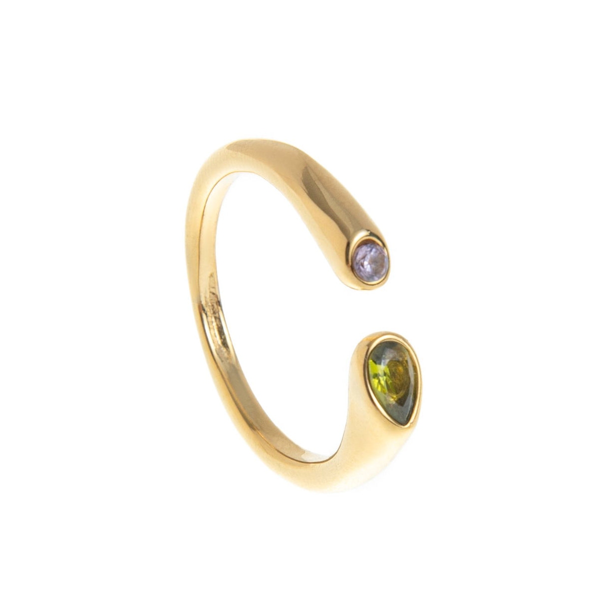 Adjustable Birthstone(August) Open Ring Set 18K Gold Plated Stainless Steel Minimalist Dainty Stackable Gemstone Rings Personalized Jewelry Gift Box Included Everyday Wear Gift