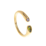 Adjustable Birthstone(August) Open Ring Set 18K Gold Plated Stainless Steel Minimalist Dainty Stackable Gemstone Rings Personalized Jewelry Gift Box Included Everyday Wear Gift - Top-Down View