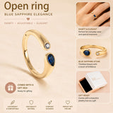 Adjustable Birthstone(September) Open Ring Set 18K Gold Plated Stainless Steel Minimalist Dainty Stackable Gemstone Rings Personalized Jewelry Gift Box Included Everyday Wear Gift