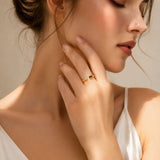 Adjustable Birthstone(September) Open Ring Set 18K Gold Plated Stainless Steel Minimalist Dainty Stackable Gemstone Rings Personalized Jewelry Gift Box Included Everyday Wear Gift - Front View