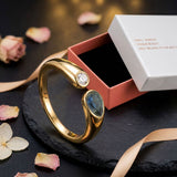 Adjustable Birthstone(September) Open Ring Set 18K Gold Plated Stainless Steel Minimalist Dainty Stackable Gemstone Rings Personalized Jewelry Gift Box Included Everyday Wear Gift - Side View