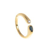 Adjustable Birthstone(September) Open Ring Set 18K Gold Plated Stainless Steel Minimalist Dainty Stackable Gemstone Rings Personalized Jewelry Gift Box Included Everyday Wear Gift - Top-Down View