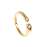 Adjustable Birthstone(October) Open Ring Set 18K Gold Plated Stainless Steel Minimalist Dainty Stackable Gemstone Rings Personalized Jewelry Gift Box Included Everyday Wear Gift - Top-Down View