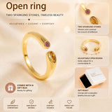 Adjustable Birthstone(November) Open Ring Set 18K Gold Plated Stainless Steel Minimalist Dainty Stackable Gemstone Rings Personalized Jewelry Gift Box Included Everyday Wear Gift