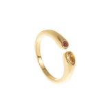 Adjustable Birthstone(November) Open Ring Set 18K Gold Plated Stainless Steel Minimalist Dainty Stackable Gemstone Rings Personalized Jewelry Gift Box Included Everyday Wear Gift - Side View
