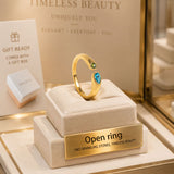 Adjustable Birthstone(December) Open Ring Set 18K Gold Plated Stainless Steel Minimalist Dainty Stackable Gemstone Rings Personalized Jewelry Gift Box Included Everyday Wear Gift - Front View