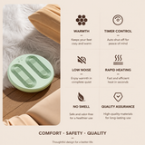 Green USB Heated Foot Massager Foot Warmer Mat Electric Foot Heating Pad with Vibration Modes 3 Heat Levels 45C 50C 55C for Home Office Winter Comfort Portable Compact Design - Close-Up Angle
