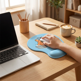 Ergonomic Gel Wrist Support Mouse Pad Cat pattern (I'm ok!)  Soft Silicone Wrist Rest Desk Accessory for Office Home Gaming Comfortable Non Slip Ergonomic Computer Use - Side View