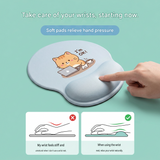 Ergonomic Gel Wrist Support Mouse Pad Pattern of a cat sitting in a chair reading a book (I'm fine!)  Soft silicone wrist rest, desktop accessory, suitable for office, home, and gaming - Top-Down View