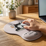 Ergonomic Gel Wrist Support Mouse Pad Cat goes to work pattern  Soft Silicone Wrist Rest Desk Accessory for Office Home Gaming Comfortable Non Slip Ergonomic Computer Use - Side View