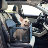 Blue Easy Install Dog Car Seat - Dark Blue Waterproof Foldable Dog & Cat Booster Seat with Breathable Mesh, Safety Strap & Reinforced Frame for Travel, Anti-Slip Portable Pet Car Bed - Front View