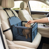 Blue Easy Install Dog Car Seat - Dark Blue Waterproof Foldable Dog & Cat Booster Seat with Breathable Mesh, Safety Strap & Reinforced Frame for Travel, Anti-Slip Portable Pet Car Bed - Top-Down View