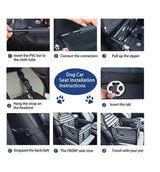 Blue Easy Install Dog Car Seat - Dark Blue Waterproof Foldable Dog & Cat Booster Seat with Breathable Mesh, Safety Strap & Reinforced Frame for Travel, Anti-Slip Portable Pet Car Bed - Rear View