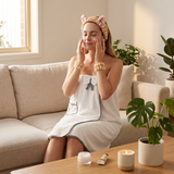 4PCS Spa Set Bath Wrap White bath towel Yellow stripes Cat Ear Headband Wristbands Coral Fleece Quick Dry Absorbent Skincare Shower Hair Wash Set Home Spa Gift - Side View
