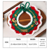 Christmas Pet Collar（White frayed edges） Knitted Festive Dog Cat Collar Red Green Adjustable Soft Lightweight Holiday Pet Accessories for Small Dogs and Cats  Party Wear - Close-Up Angle
