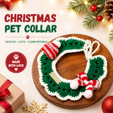 Christmas Pet Collar（Green scarf and hat） Knitted Festive Dog Cat Collar Red Green Adjustable Soft Lightweight Holiday Pet Accessories for Small Dogs and Cats  Party Wear