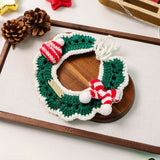 Christmas Pet Collar（Green scarf and hat） Knitted Festive Dog Cat Collar Red Green Adjustable Soft Lightweight Holiday Pet Accessories for Small Dogs and Cats  Party Wear - Rear View