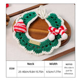 Christmas Pet Collar（Green scarf and hat） Knitted Festive Dog Cat Collar Red Green Adjustable Soft Lightweight Holiday Pet Accessories for Small Dogs and Cats  Party Wear - Close-Up Angle