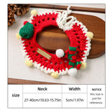 Christmas Pet Collar（Red scarf and hat） Knitted Festive Dog Cat Collar Red Green Adjustable Soft Lightweight Holiday Pet Accessories for Small Dogs and Cats  Party Wear - Close-Up Angle