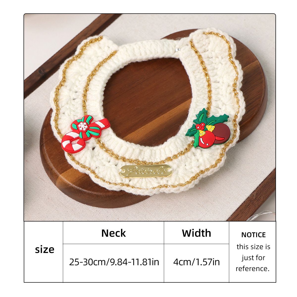 Christmas Pet Collar（Cane and pine cone） Knitted Festive Dog Cat Collar Red Green Adjustable Soft Lightweight Holiday Pet Accessories for Small Dogs and Cats  Party Wear
