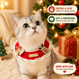 Christmas Pet Collar（Bell-shaped deer） Knitted Festive Dog Cat Collar Red Green Adjustable Soft Lightweight Holiday Pet Accessories for Small Dogs and Cats  Party Wear - Front View
