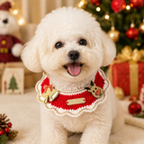 Christmas Pet Collar（Bell-shaped deer） Knitted Festive Dog Cat Collar Red Green Adjustable Soft Lightweight Holiday Pet Accessories for Small Dogs and Cats  Party Wear