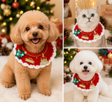 Christmas Pet Collar（Tree bell） Knitted Festive Dog Cat Collar Red Green Adjustable Soft Lightweight Holiday Pet Accessories for Small Dogs and Cats  Party Wear - Side View